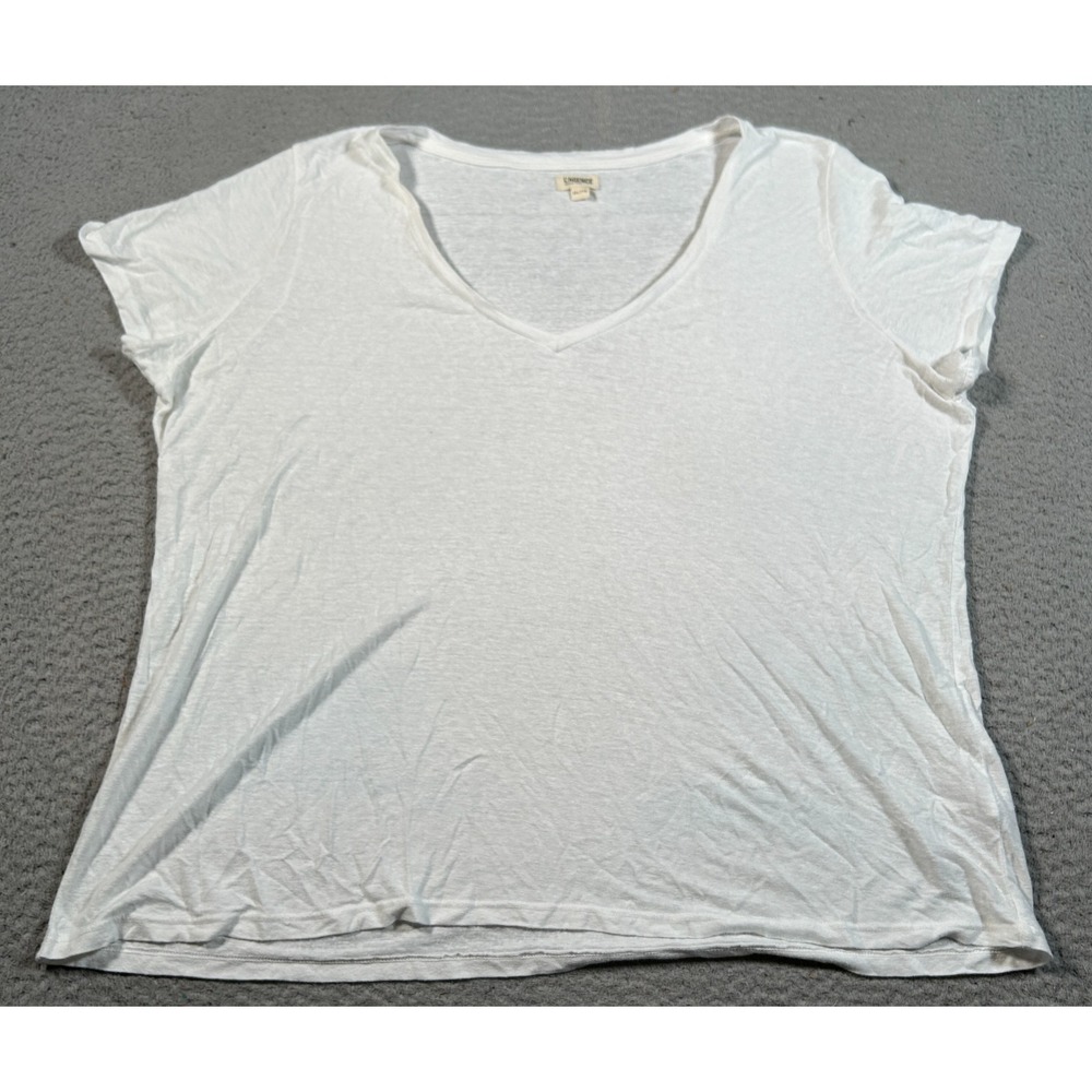 L'Agence Shirt Womens 2XL Off White Sheer Daija‎ Lightweight Casual V-Neck